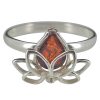 Cherry Amber Lotus Design Ring