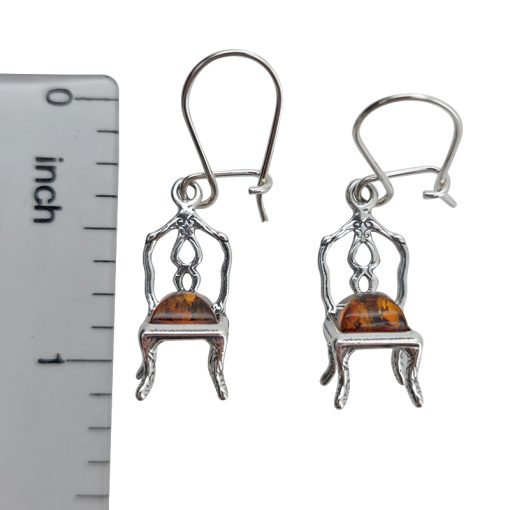 Cognac Amber Chair Dangle Earrings - Image 3