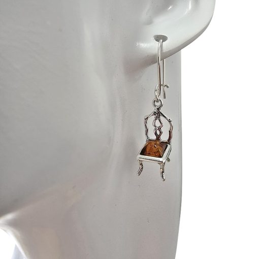 Cognac Amber Chair Dangle Earrings - Image 2