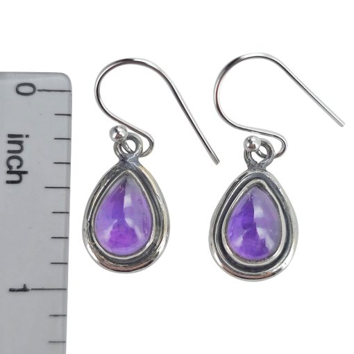 Amethyst Sterling Silver Earrings On Hooks - Image 3