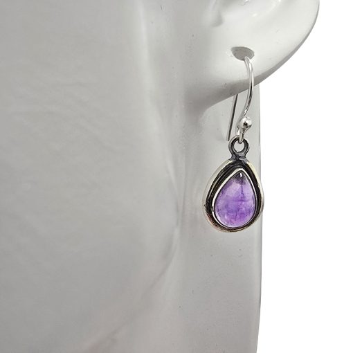 Amethyst Sterling Silver Earrings On Hooks - Image 2