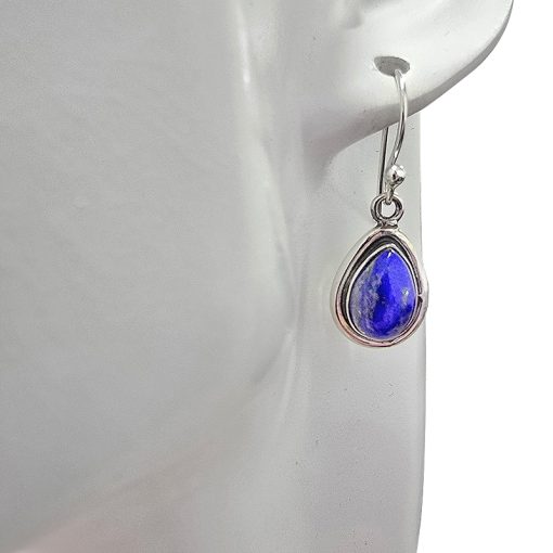 Lapis Sterling Silver Earrings On Hooks - Image 2