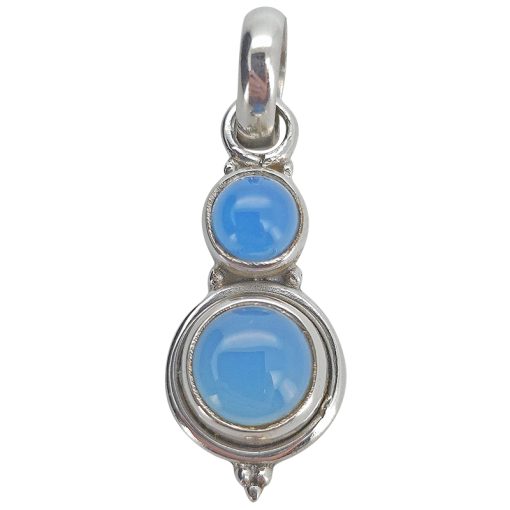 Blue Chalcedony Sterling Silver Pendant.