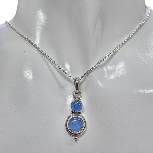 Blue Chalcedony Sterling Silver Pendant. - Image 2