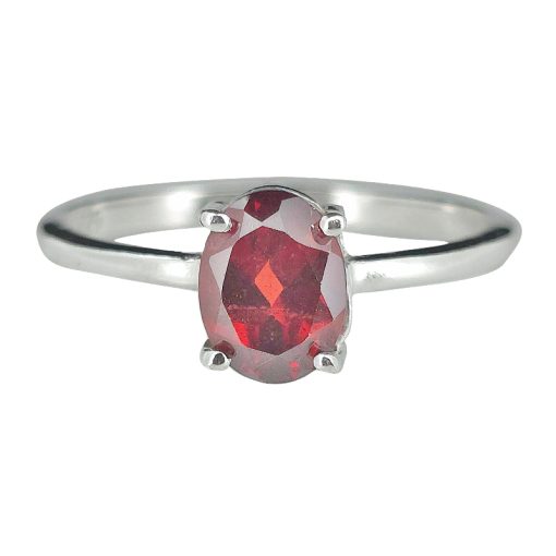 Faceted Garnet Sterling Silver Ring