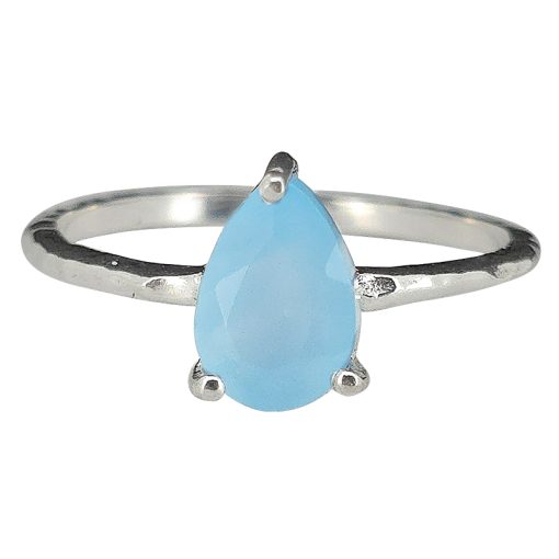 Faceted Blue Chalcedony Sterling Silver Ring