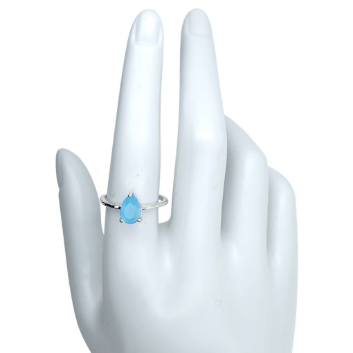 Faceted Blue Chalcedony Sterling Silver Ring - Image 3