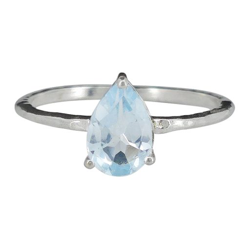 Faceted Blue Topaz Sterling Silver Ring