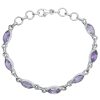Faceted Amethyst Sterling Silver Link Bracelet