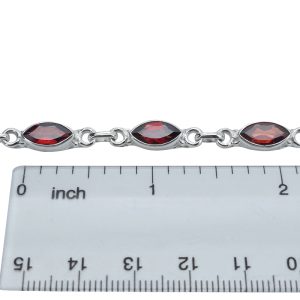 Faceted Garnet Sterling Silver Link Bracelet