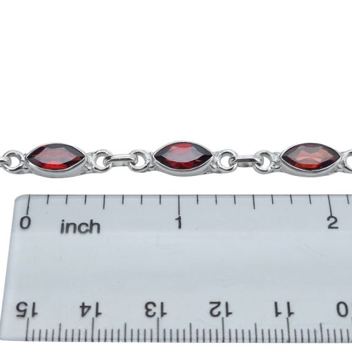 Faceted Garnet Sterling Silver Link Bracelet