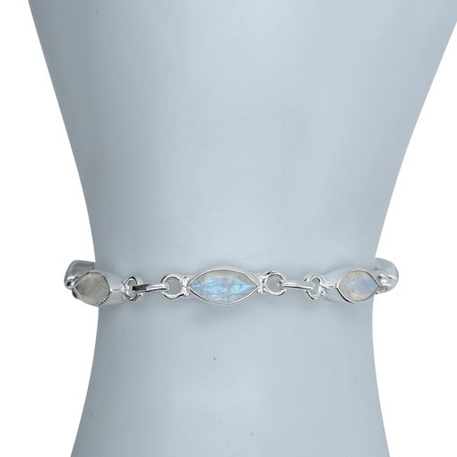 Faceted Moonstone Sterling Silver Link Bracelet - Image 2