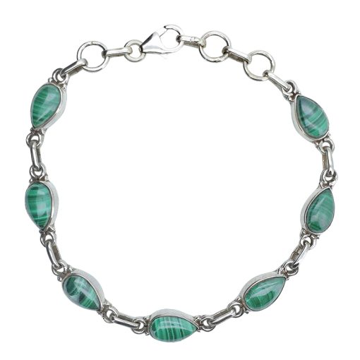 Malachite Sterling Silver Link Bracelet