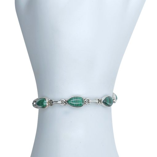 Malachite Sterling Silver Link Bracelet - Image 2