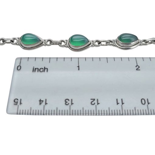 Green Onyx Sterling Silver Link Bracelet - Image 4