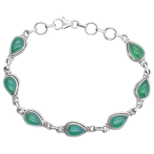 Green Onyx Sterling Silver Link Bracelet
