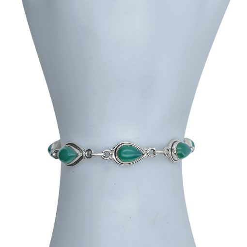 Green Onyx Sterling Silver Link Bracelet - Image 2