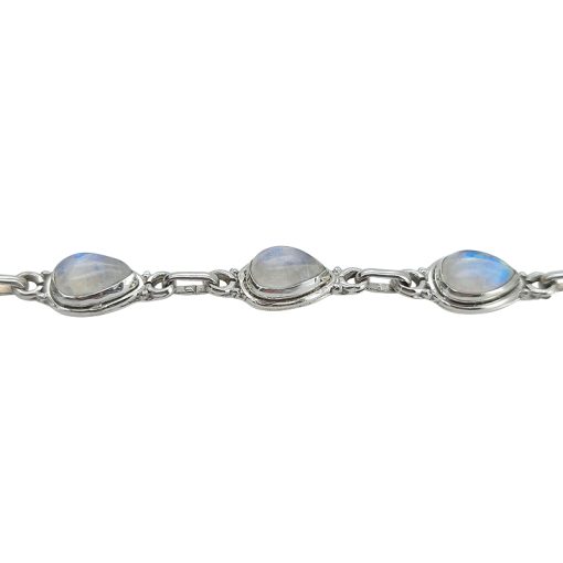 Classic Sterling Silver Moonstone Link Bracelet - Image 3