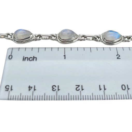 Classic Sterling Silver Moonstone Link Bracelet - Image 4