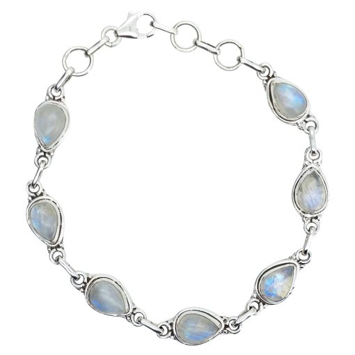Classic Sterling Silver Moonstone Link Bracelet