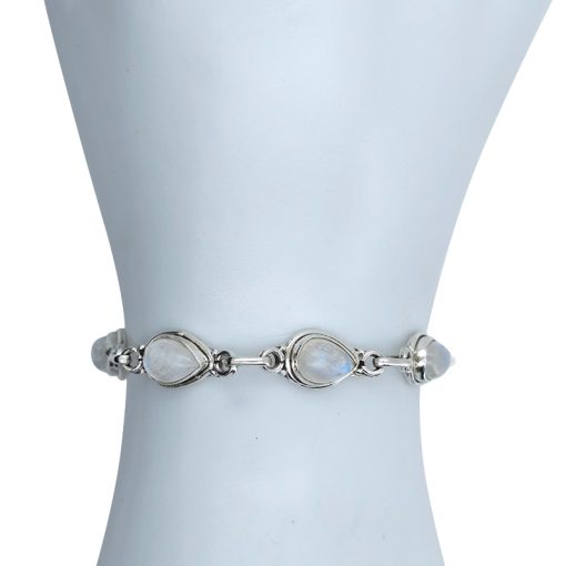 Classic Sterling Silver Moonstone Link Bracelet - Image 2