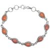Red Onyx Sterling Silver Link Bracelet