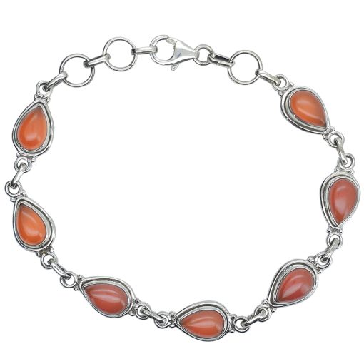 Red Onyx Sterling Silver Link Bracelet