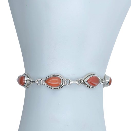 Red Onyx Sterling Silver Link Bracelet - Image 2