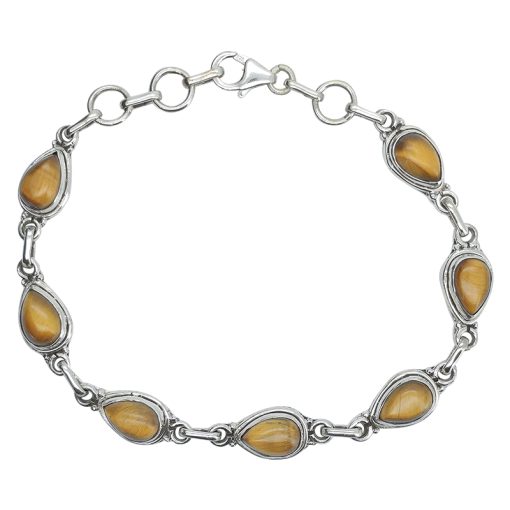 Tiger's Eye Sterling Silver Link Bracelet