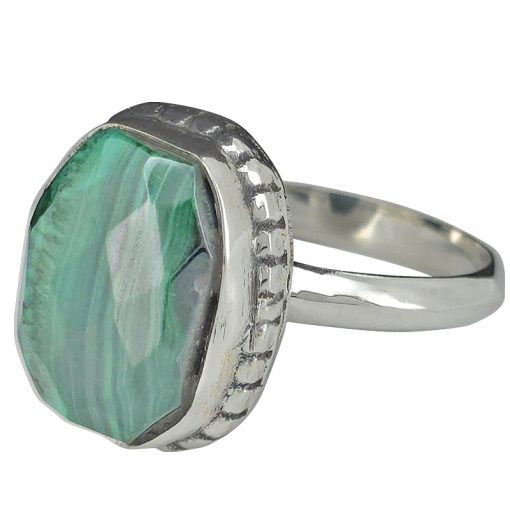 Faceted Malachite Freeform Ring