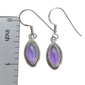 Amethyst Silver Earrings On Hooks