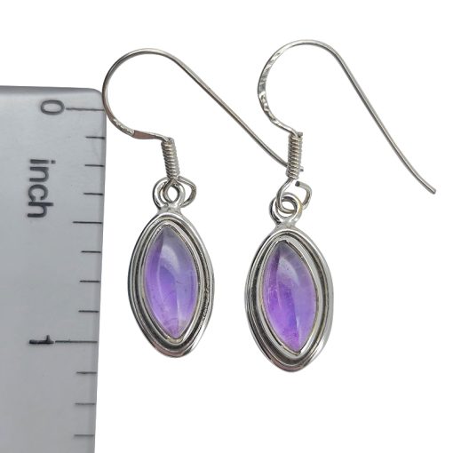 Amethyst Silver Earrings On Hooks