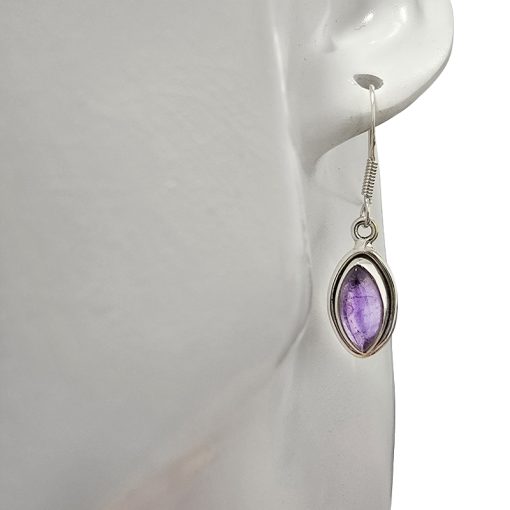 Amethyst Silver Earrings On Hooks - Image 2