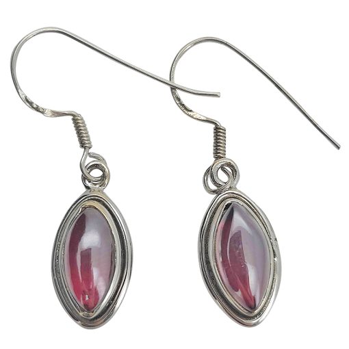 Garnet Sterling Silver Earrings On Hooks