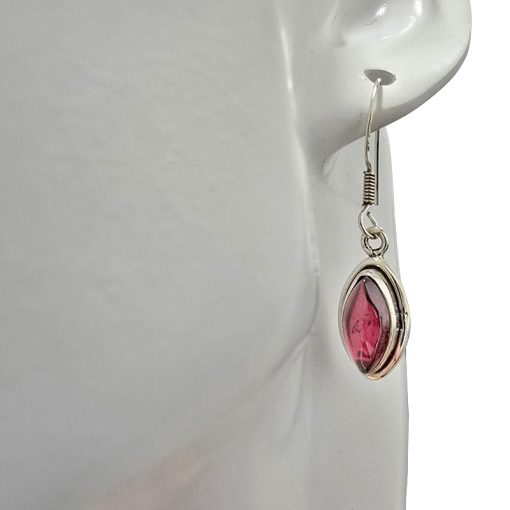 Garnet Sterling Silver Earrings On Hooks - Image 2