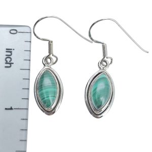 Malachite Silver Earrings On Hooks