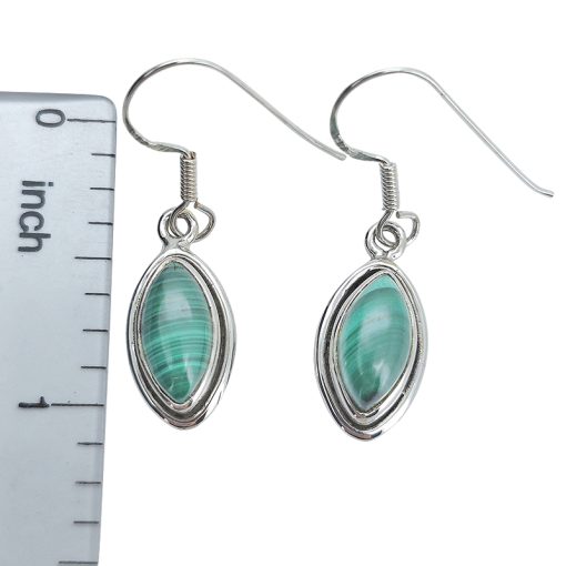 Malachite Silver Earrings On Hooks