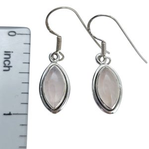 Rose Quartz Sterling Silver Earrings On Hooks