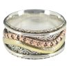 Silver, Brass And Copper Spinner Ring
