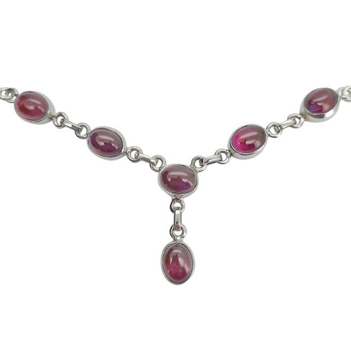 6 Stone Garnet 18″ Long Necklace