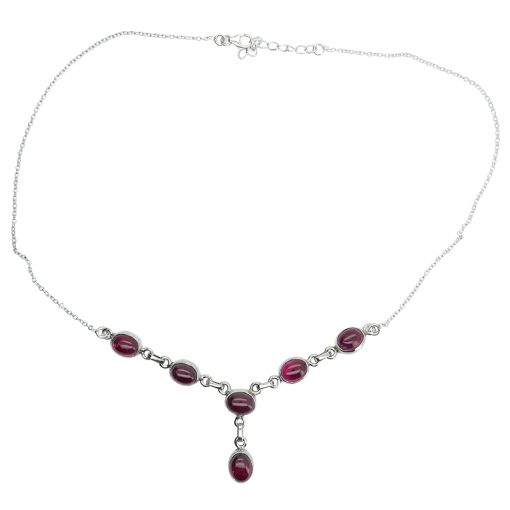 6 Stone Garnet 18″ Long Necklace - Image 4