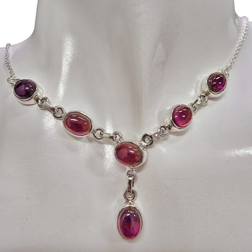 6 Stone Garnet 18″ Long Necklace - Image 2