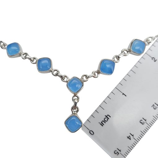 6-Stone Blue Chalcedony Sterling Silver Necklace 18″ - Image 3