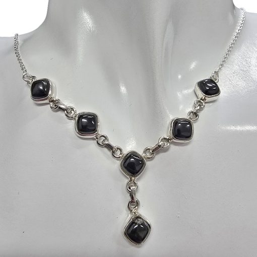 6-Stone Black Onyx Necklace 18″ - Image 2
