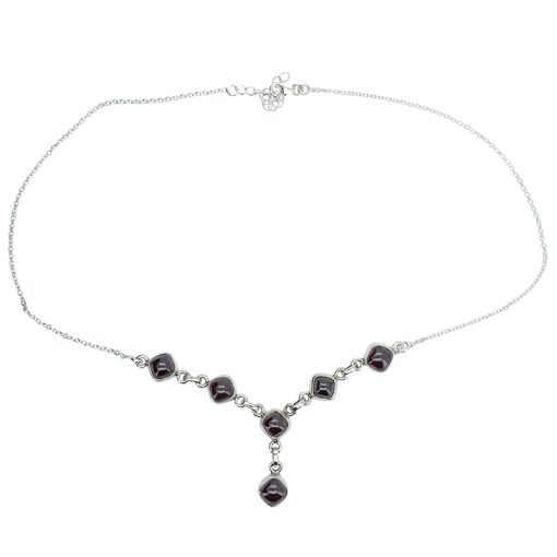 6-Stone Garnet Sterling Silver Necklace 18" - Image 4