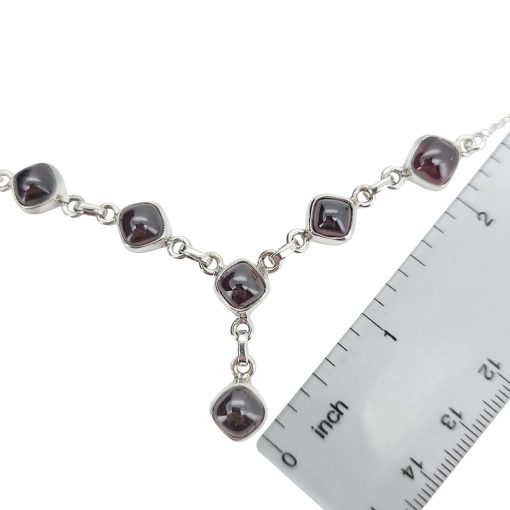 6-Stone Garnet Sterling Silver Necklace 18" - Image 3