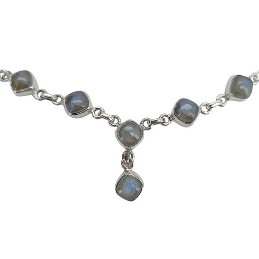 6-Stone Labradorite Sterling Silver Necklace 18″