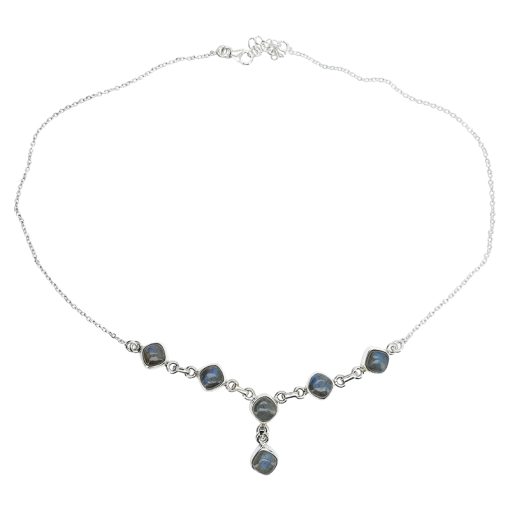 6-Stone Labradorite Sterling Silver Necklace 18″ - Image 4