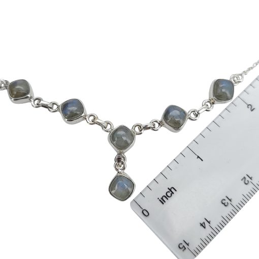 6-Stone Labradorite Sterling Silver Necklace 18″ - Image 3