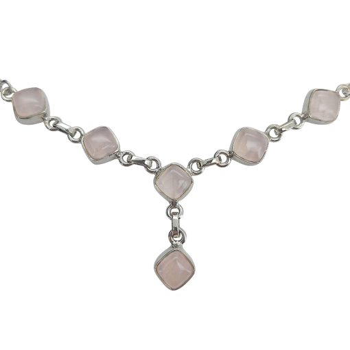 6-Stone Rose Quartz Necklace 18″
